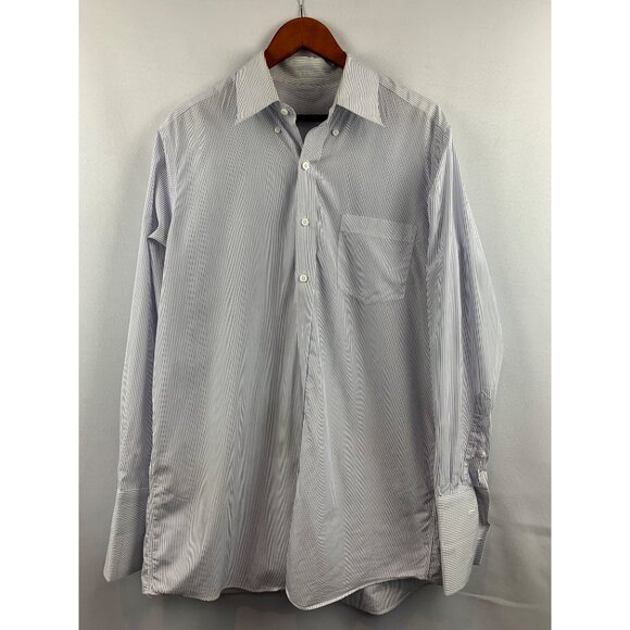 Mens J. Crew Slim Fit Blue & White Striped Dress Shirt Size M - Picture 1 of 9